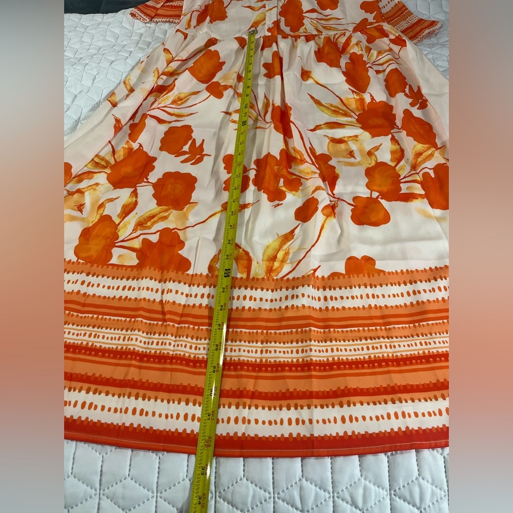 Ador Orange Floral Maxi Dress Medium NWT Boho Resort Vacation Flowy - Picture 9 of 10